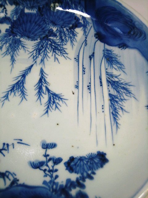 古美術・古道具・古伊万里染付皿・瀧図・江戸後期 茶道具・古道具・古