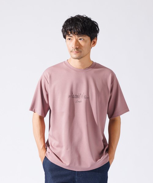 ABAHOUSE GRAY tシャツ 「CITY」刺繍 ポンチ Tシャツ メンズ