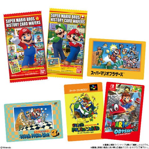 歴代「マリオ」シリーズのパッケージがデザインされたカード付き