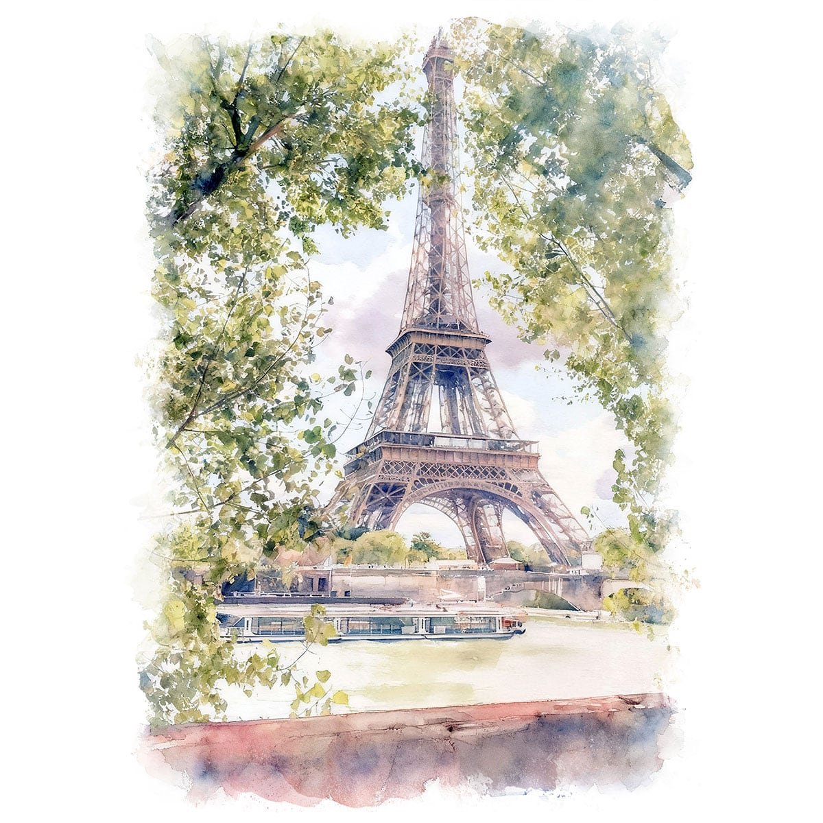 絵画 風景画(街並み) フランス パリ エッフェル塔 インテリアアート額