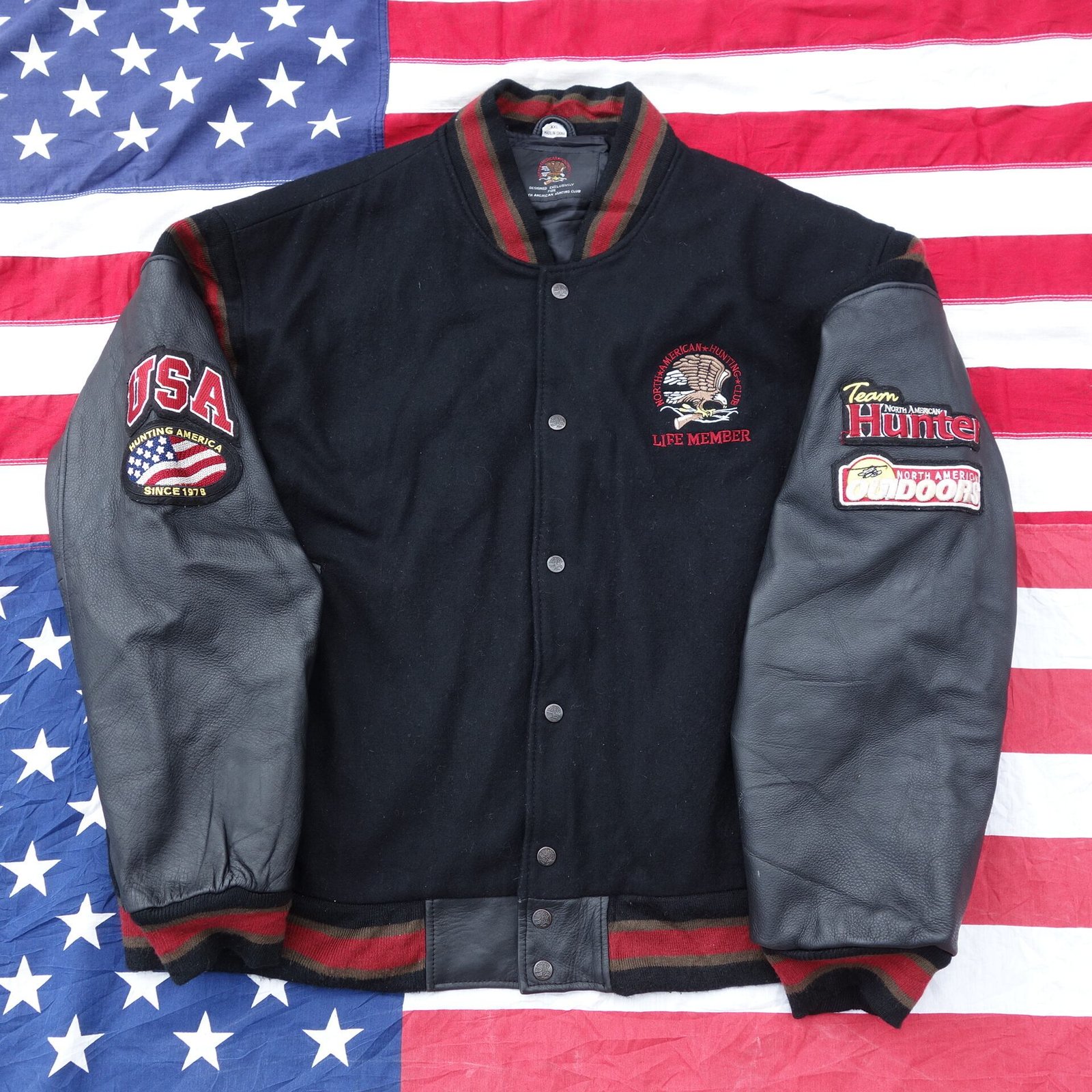 90's NORTH AMERICAN HUNTING CLUB ウールレザースタジャン アワード