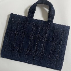 リントンツイード Mサイズマチなし A4が入るトートバッグ ラメチェック