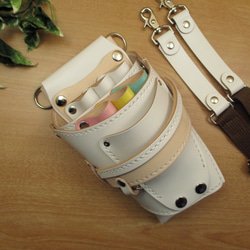 本革 ハンドメイド 8丁差し シザーケース (ブラック×ダークブラウン