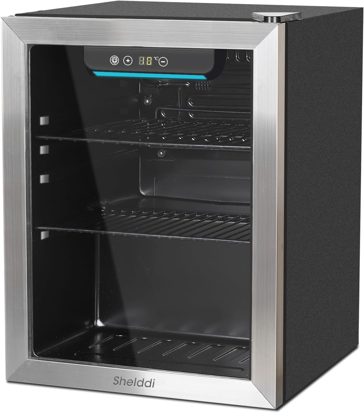 Amazon | Shelddi 冷蔵庫 48L 小型 コンプレッサー式 透明ガラスドア