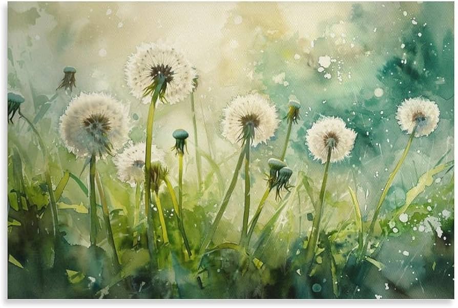 Amazon.co.jp: 絵画 鮮やかなタンポポインテリア 絵画 油絵イラスト