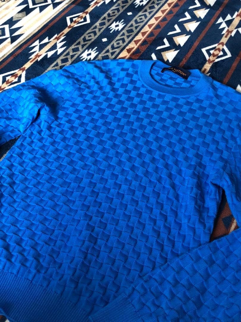 美品 ルイヴィトン ダミエ ニット セーター ブルー 青 HJN40W M - メルカリ