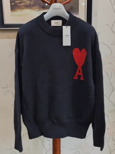 AMI PARIS ハート刺繍 クルーネックニットセーター ユニセックス AMI PARIS ハート刺繍 クルーネックニットセーター 秋冬 ユニセックス